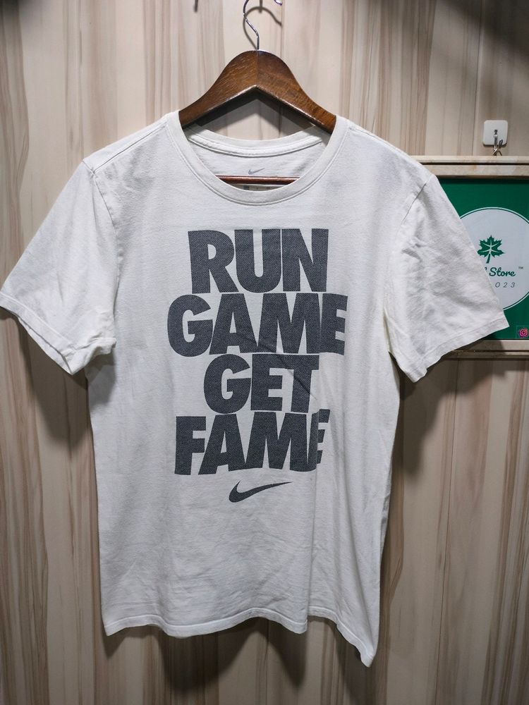 Nike White Athletic Cut Cotton T-Shirt