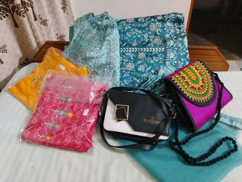 Lehga+2free Kurtis +2free Sling Bag