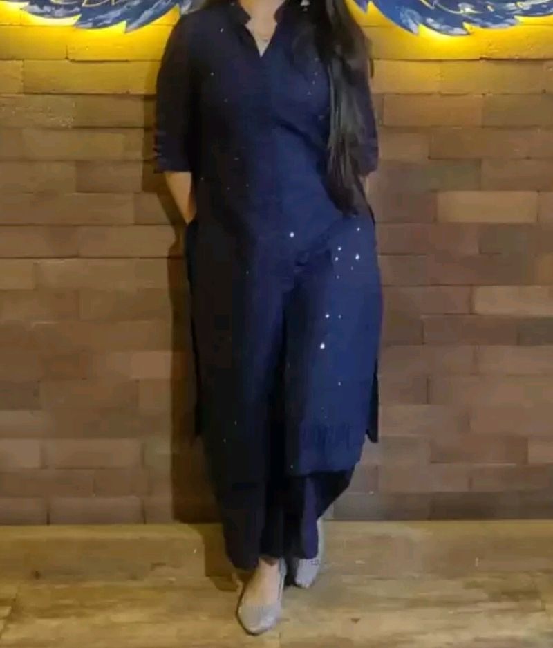 Navy Blue Libas Kurta Set