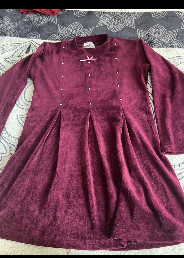 Winters Velvet Dress For Girls