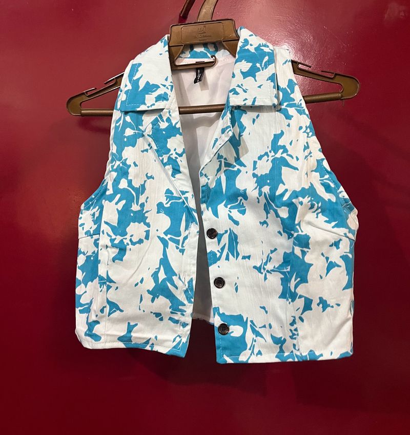 Blue & White Print Jacket