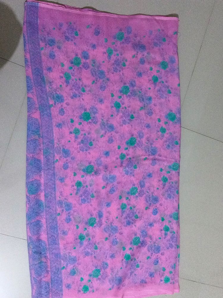 Chiffon Pink Printed Saree