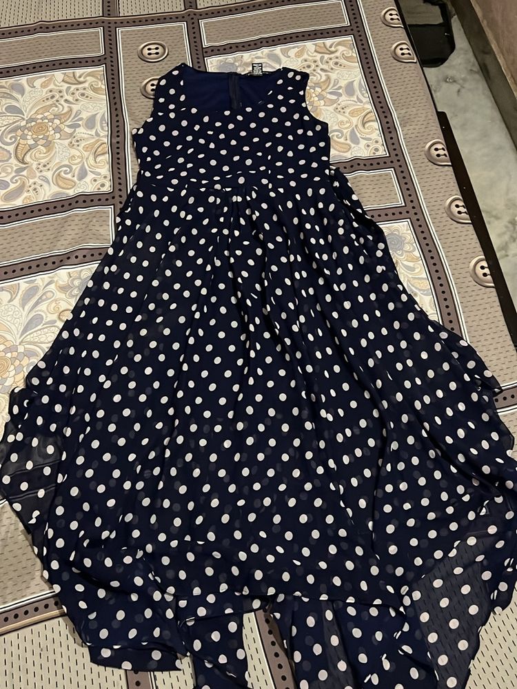 blue dotted dress