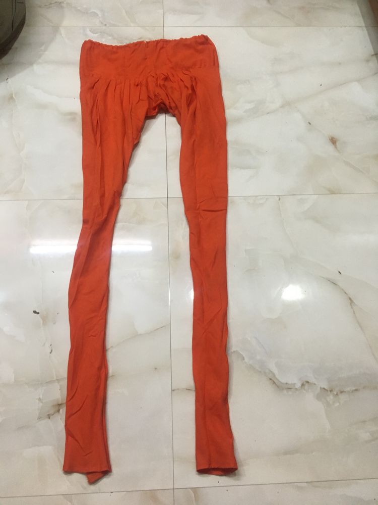 Orange Stitched Churidar Pyjami