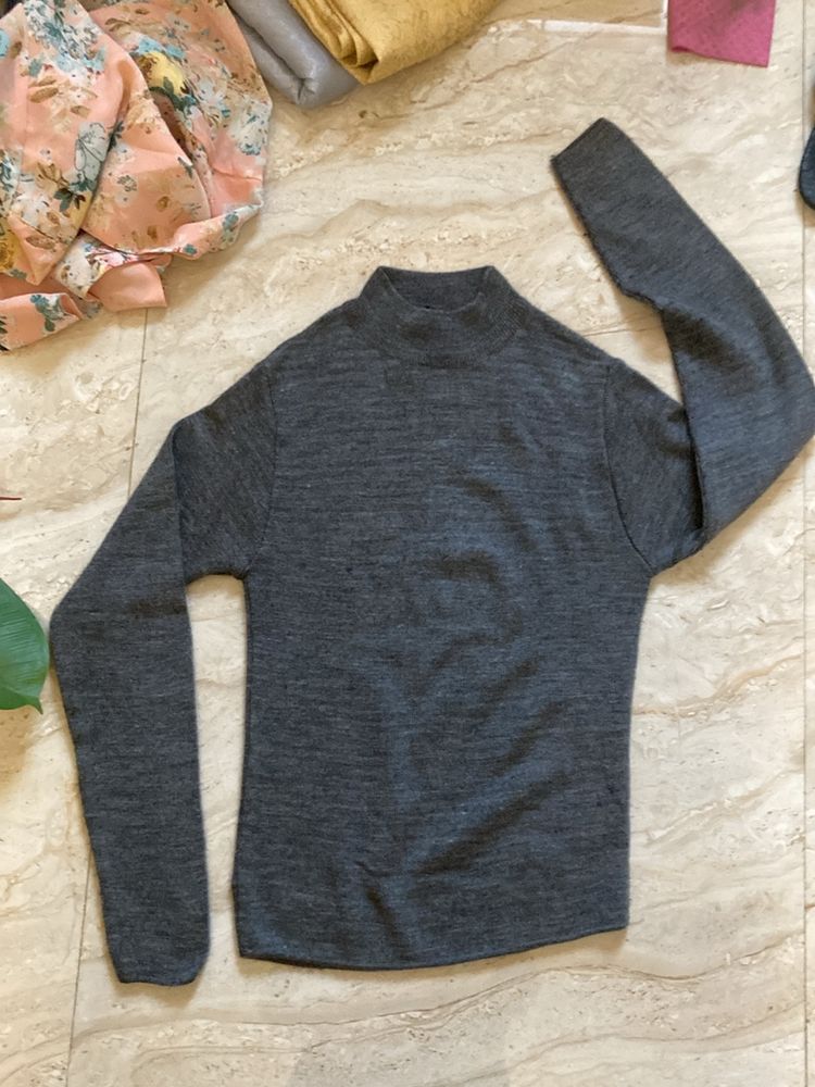 Grey Turtleneck Sweater