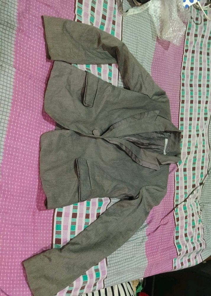 Imported Korean Formal Grey Coat Short