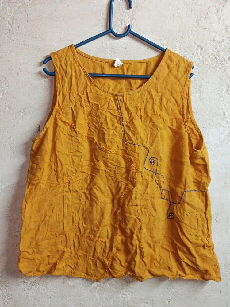 PLUS SIZE Fashion Top Sleeveless Yellow