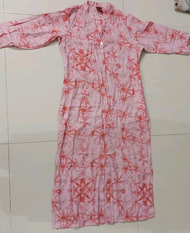 Poly cotton tie & dye long kurti