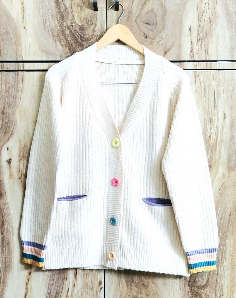 Cream Colour Cardigan Size-42