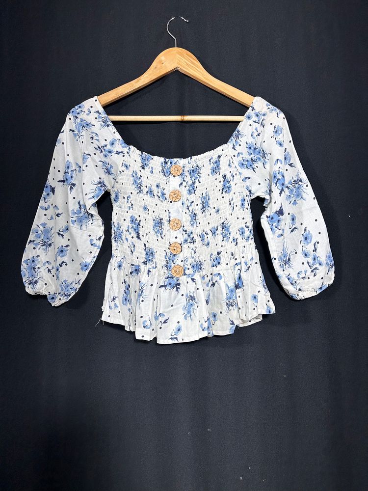 Flower Print White Top (Women’s)