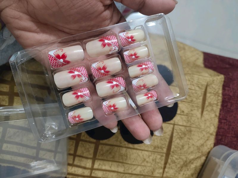 Artificial Fake Nail Set - Flower Design