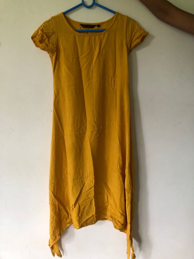 Mustard Bright Yellow Asymmetrical Kurti