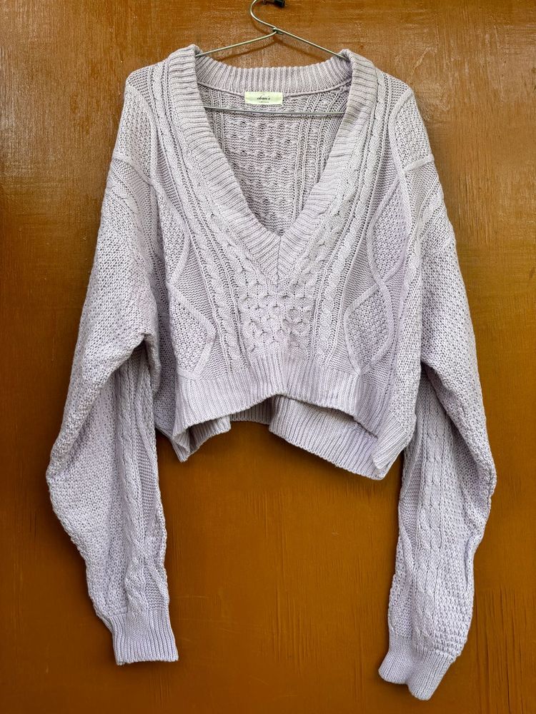 Lavender Korean Cropped Sweater