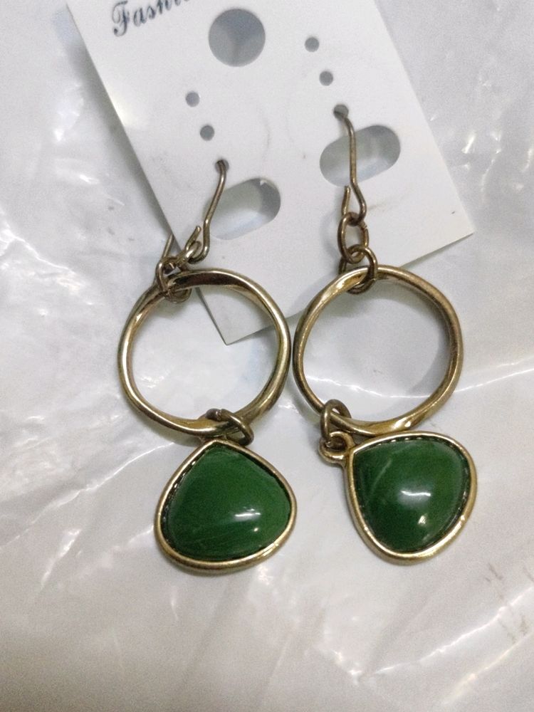 Accesorize Circle Stone Drop Green Earrings