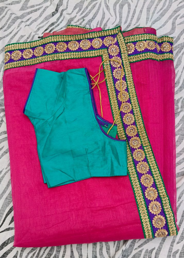 pink colour beautiful saree