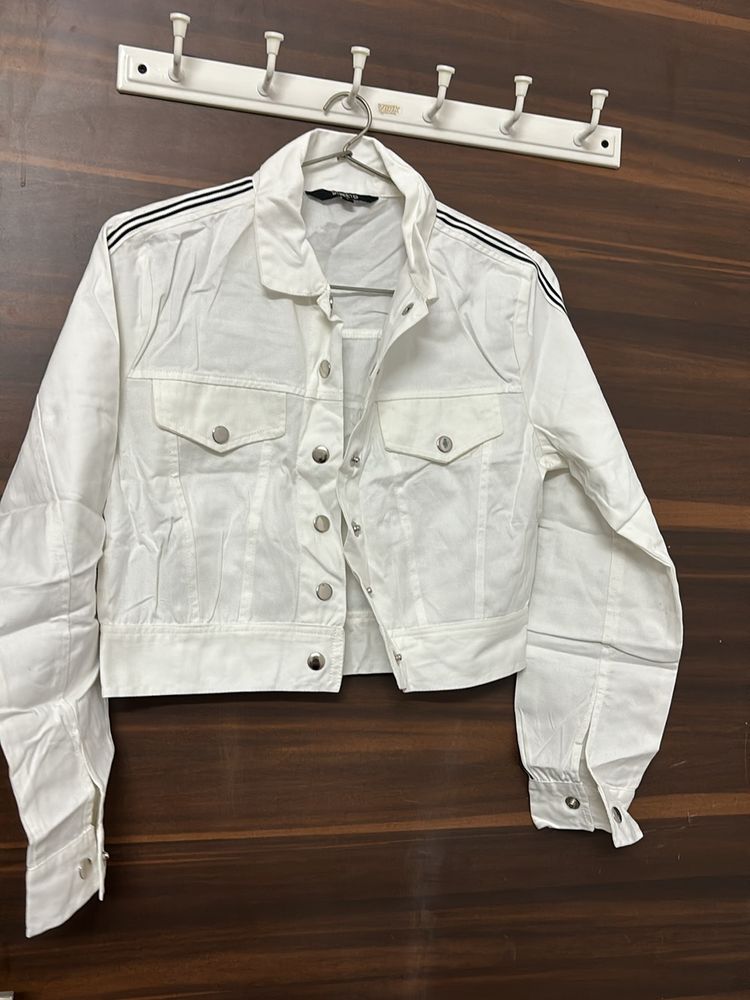 Women Denim White Jacket