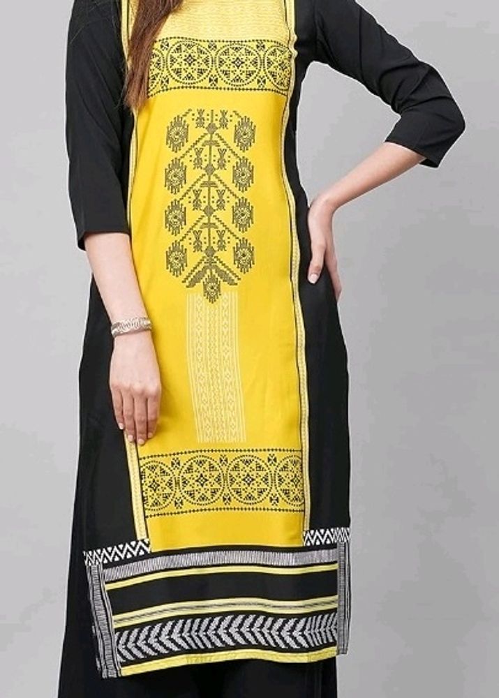 Stylish Ethnic Kurti with Yellow and Black Design