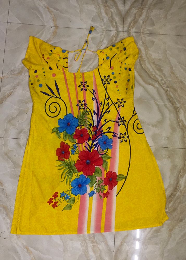 Yellow Printed Kurti