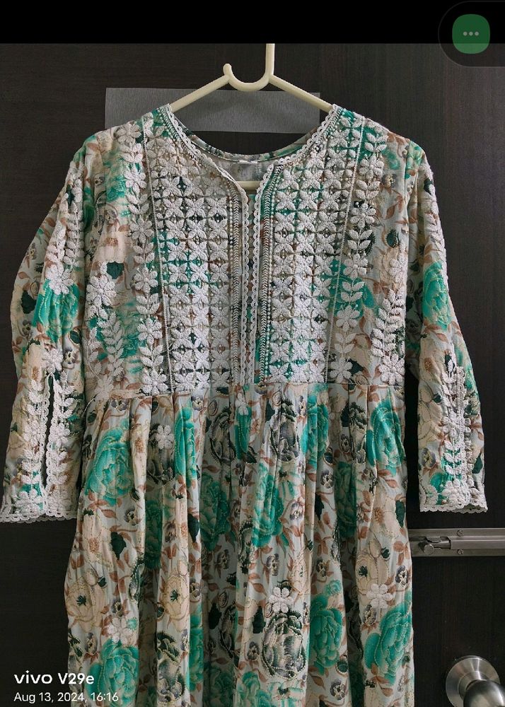 Chikankari Printed Long Kurta