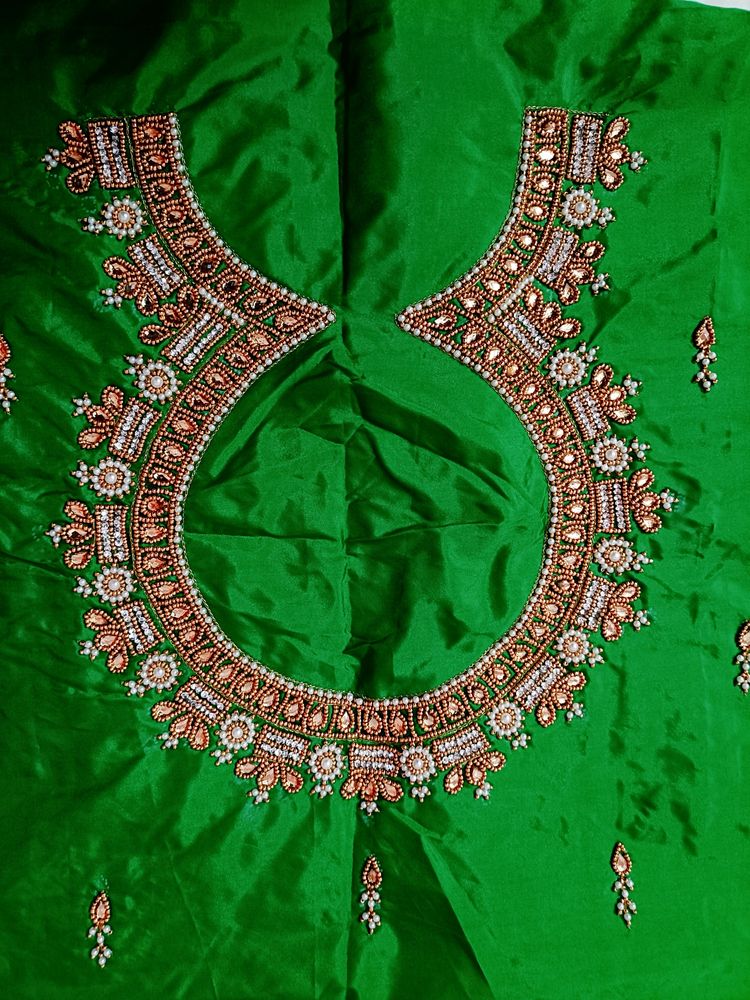 Guttapusalu Heavy Maggam Work Design Blouse Piece