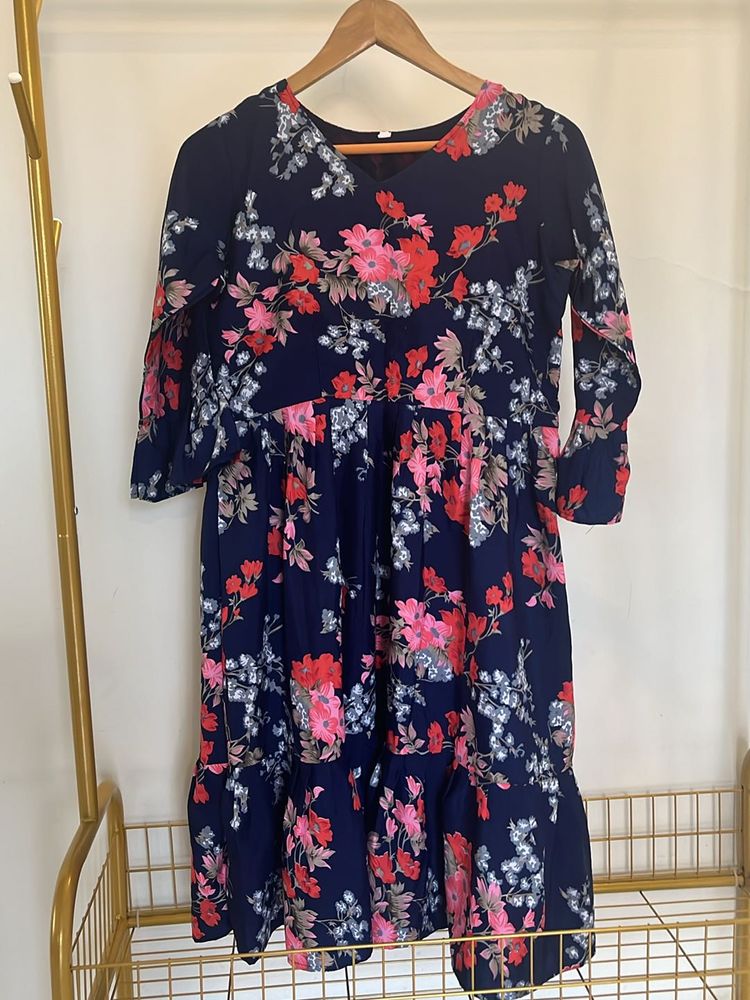 Floral Navy Blue Dress