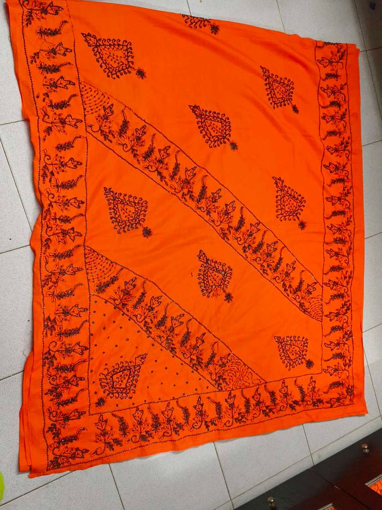 So Nice Orange Colour Chamki Saree