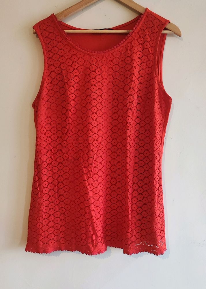 Coral Sleeveless Top