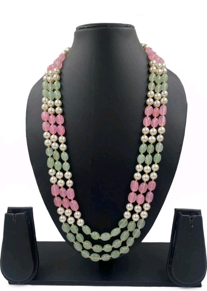 Gehna Shop Triple Semi Precious Jade Beads Neckles