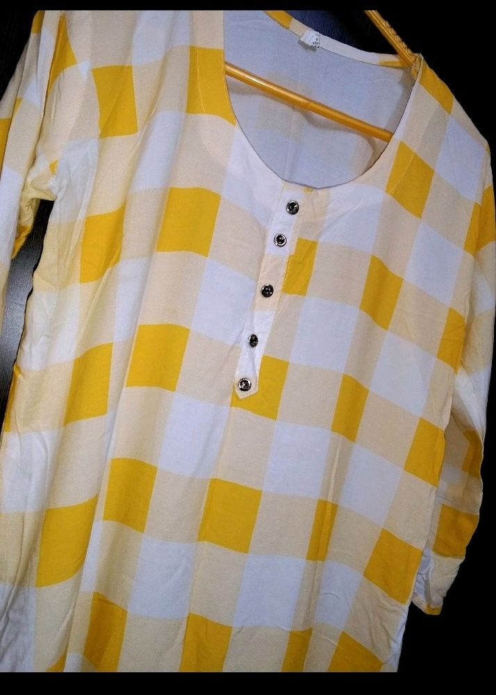 Yellow Check Kurti 💛