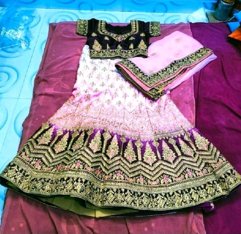 🩷 Pink Lehnga Double Cancan Layer