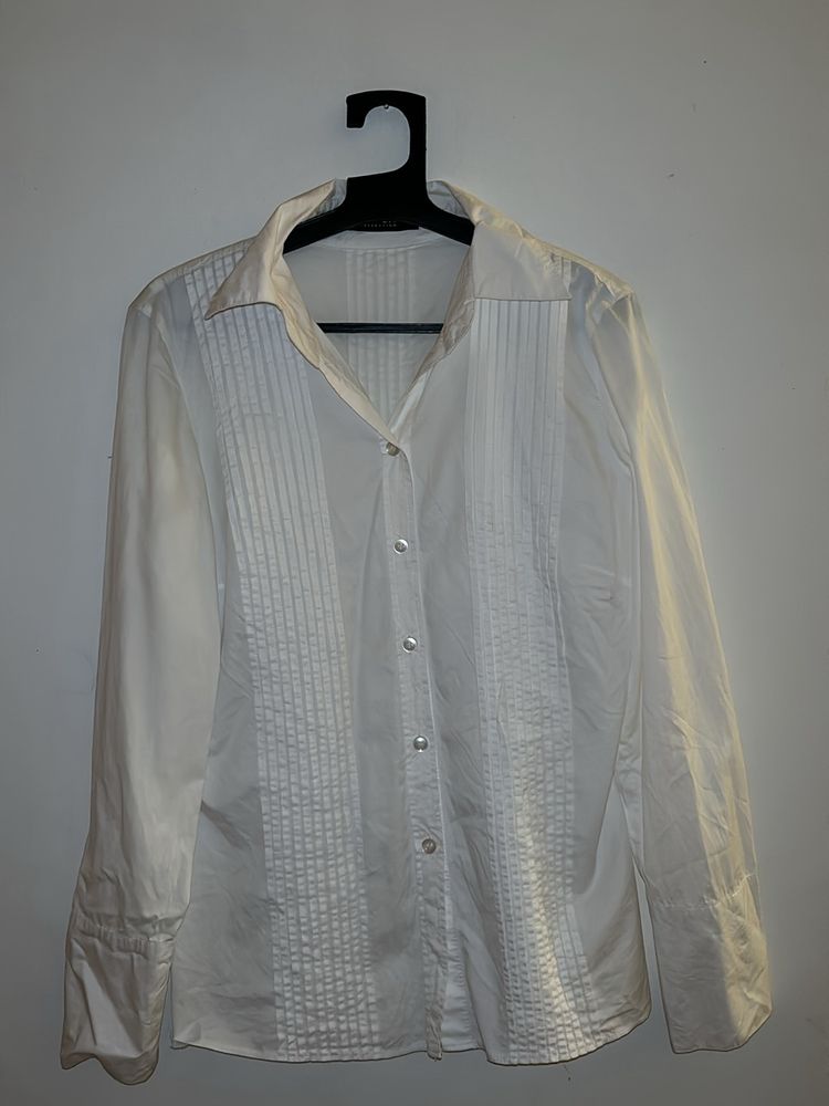 White Pleated Shirt