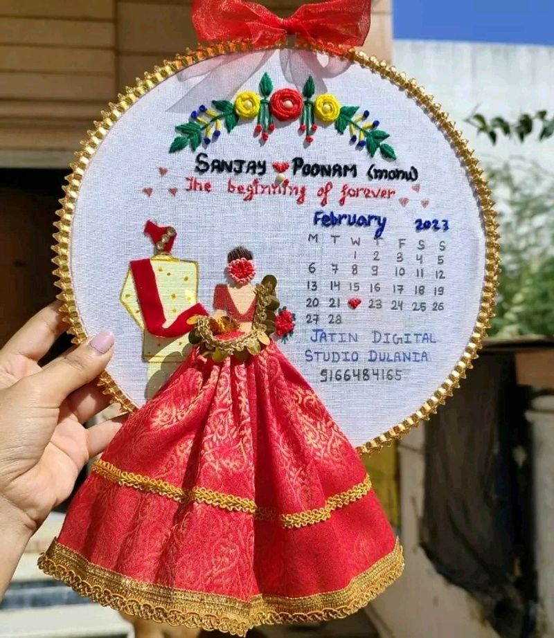 Wedding Theme Red Embroidery Hoop