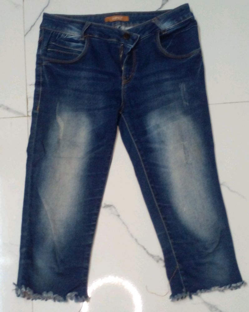 Blue Knee Length Jeans