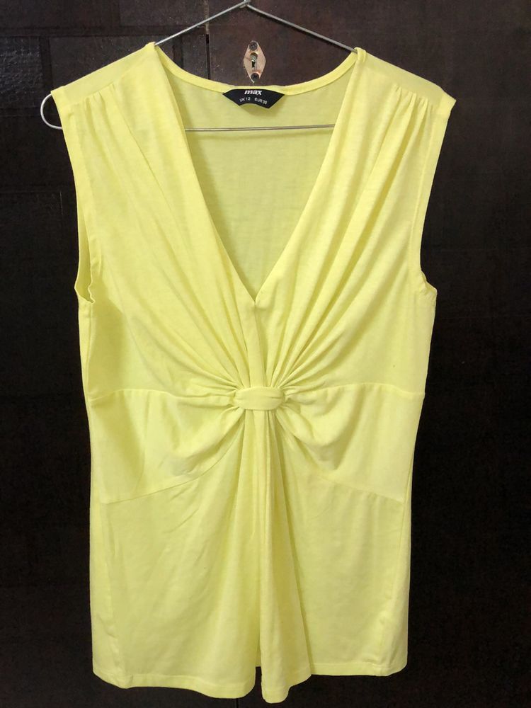 Yellow  V Neck Top