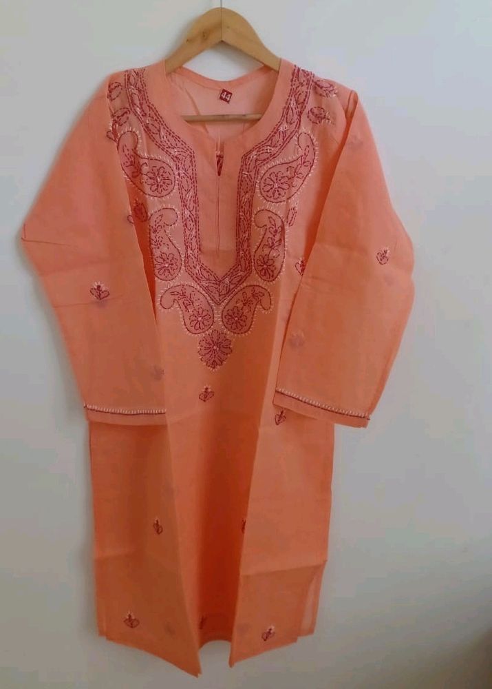 Cotton Kurta With Hand Embroidery