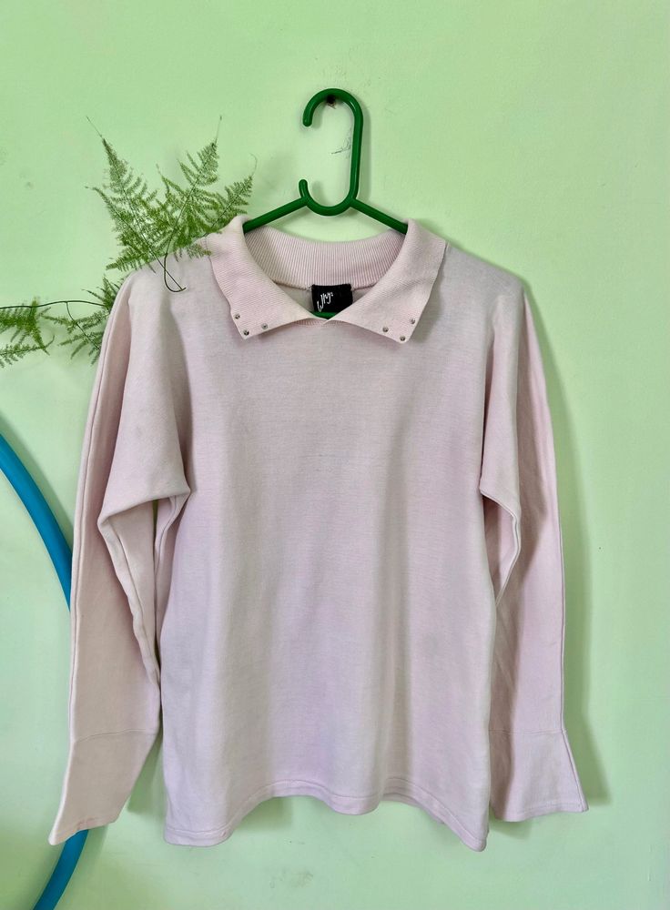 Collared Pastel Pink Sweatshirt