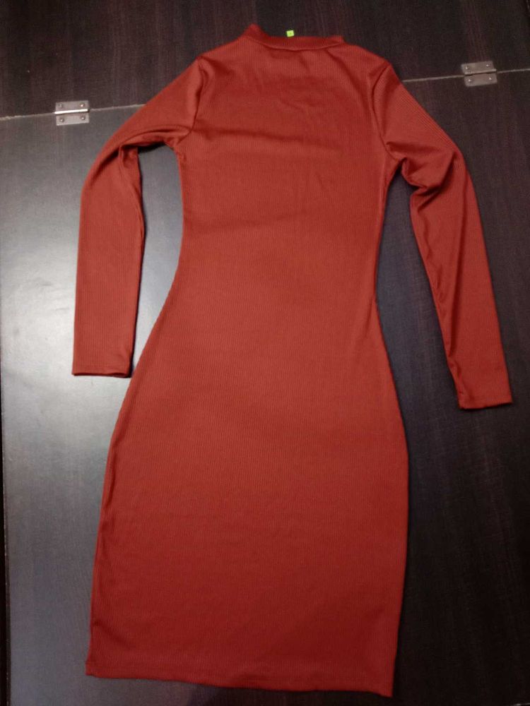 Brown Bodycon Dress For Women (Size-S)