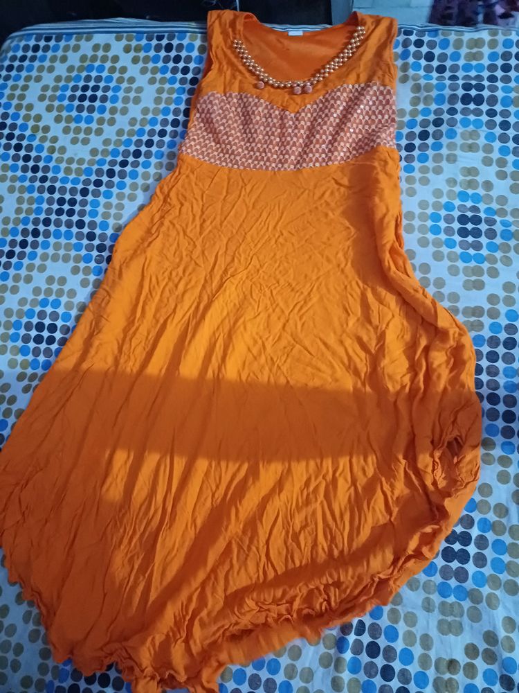 Beautiful Orange Kurta In Cotton