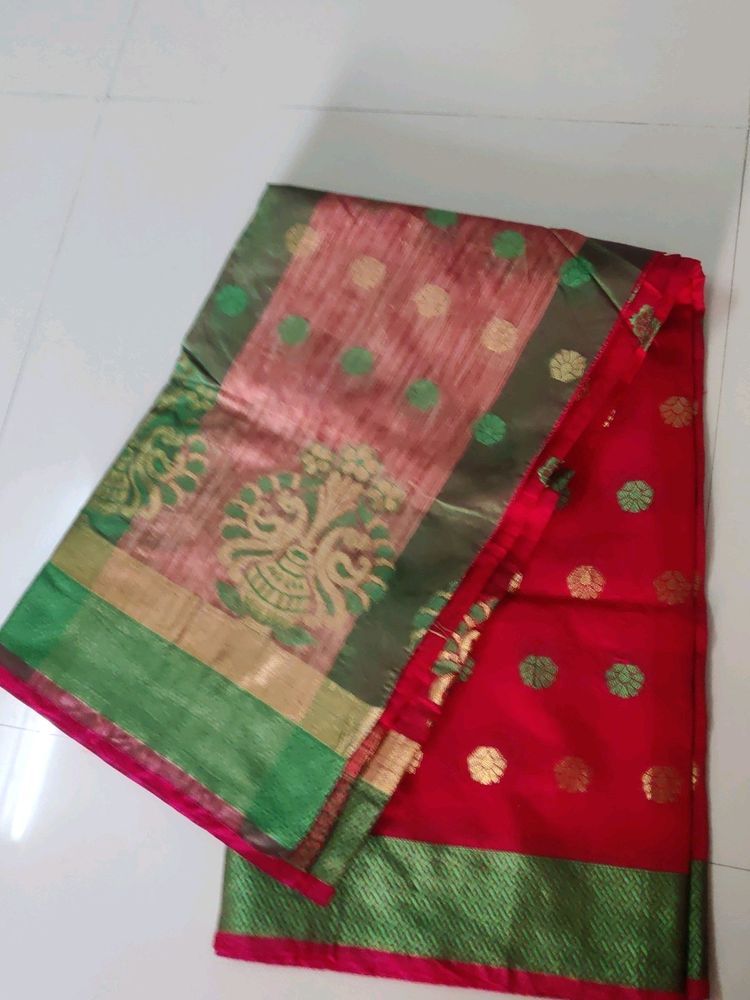 Banarsi Silk Saree With Stitched Blouse