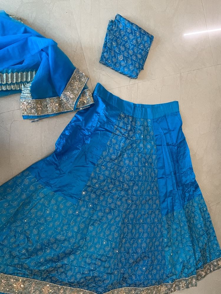 Blue Unstitched Blouse Lehenga Choli New