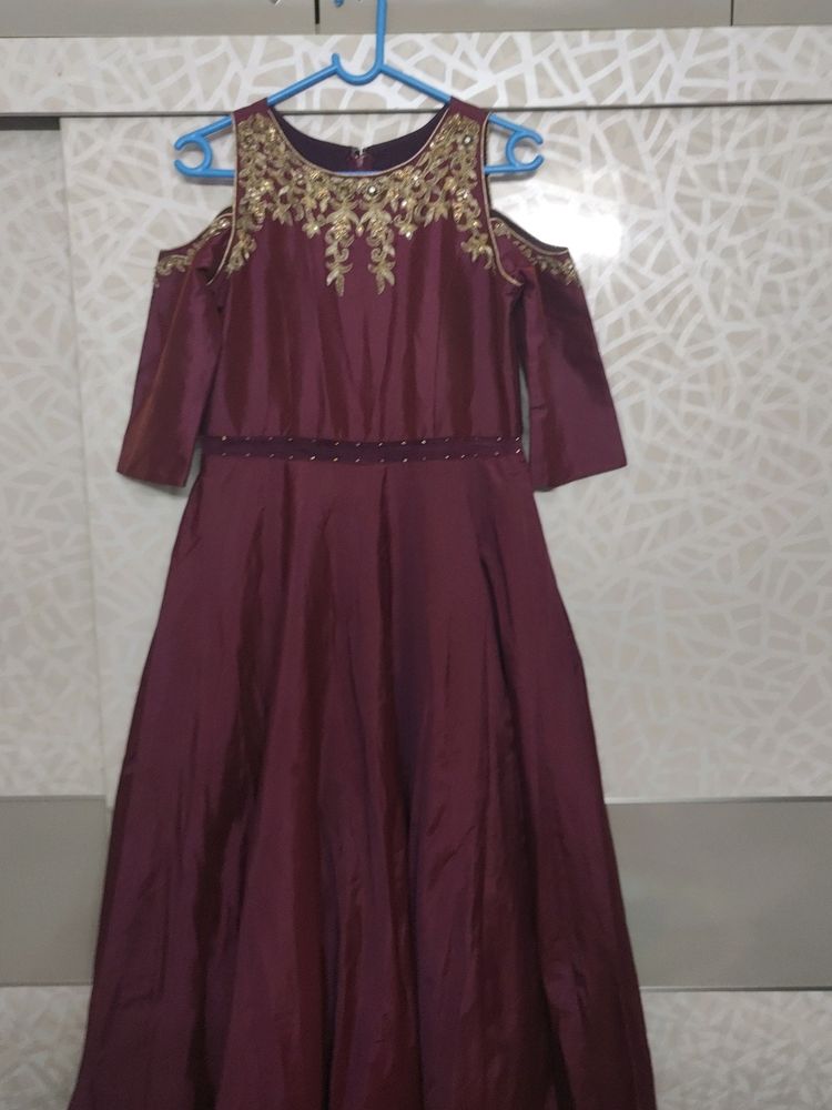 Beautiful Ethic Wear Gown M Size Wine Colour