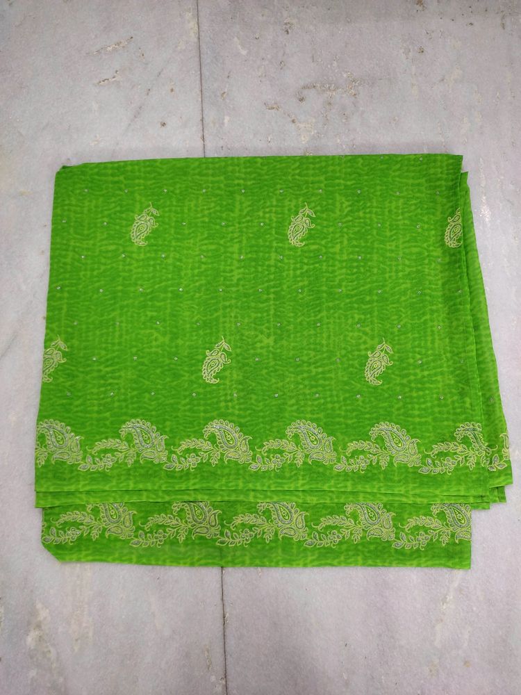 Parrot Green Glitter Saree