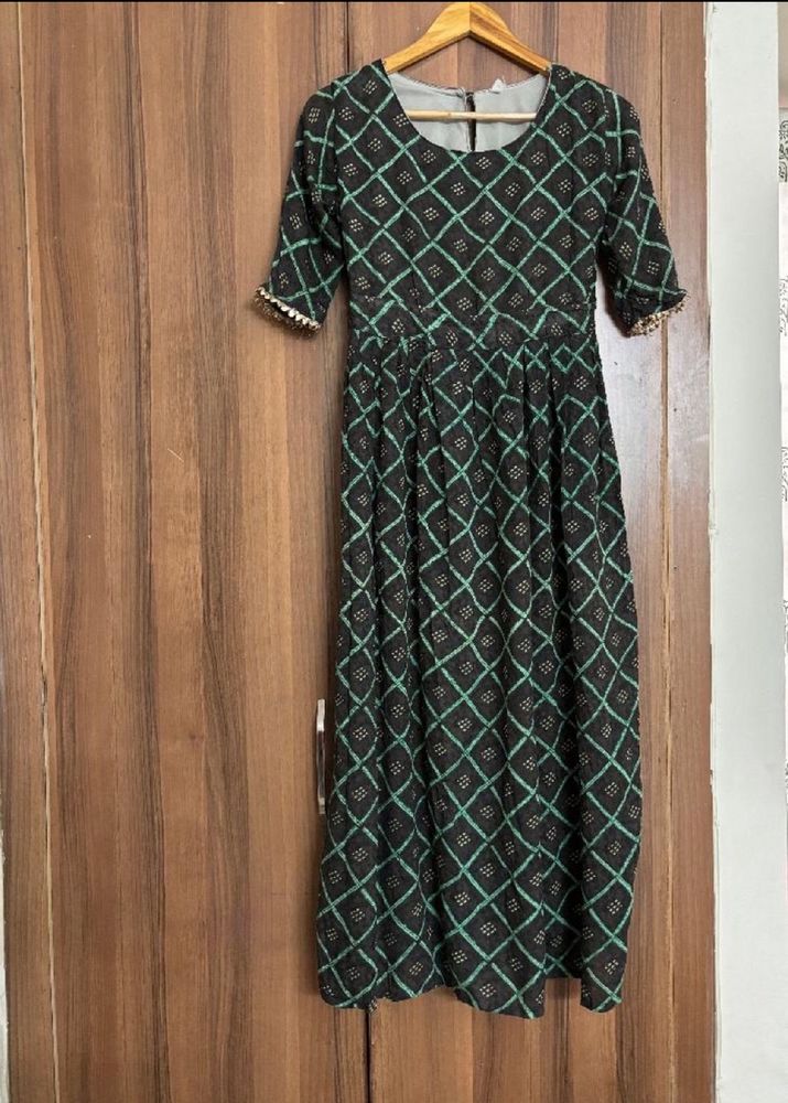 Midi Black Green Dress