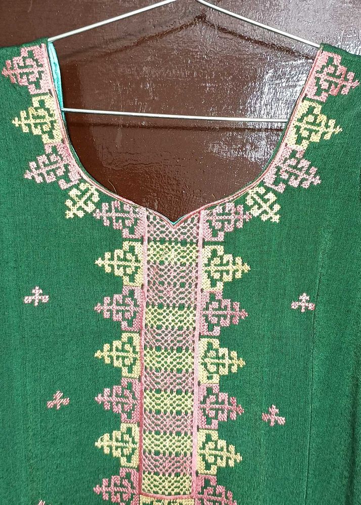 Green Color Embroidery Suit