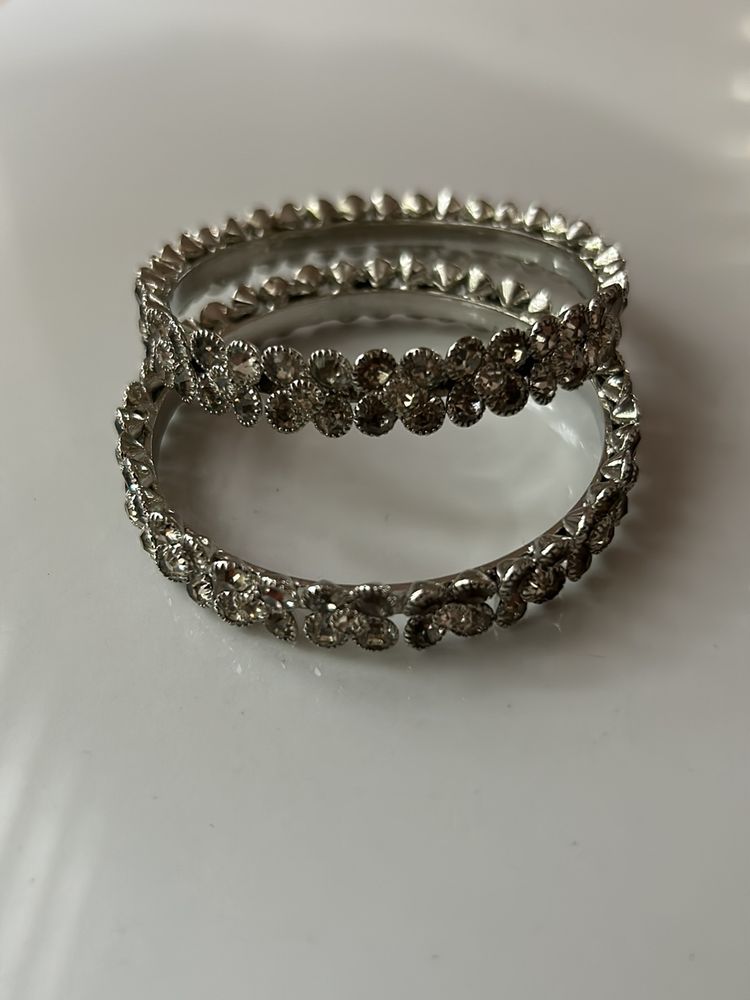 Silver Stone Bangles