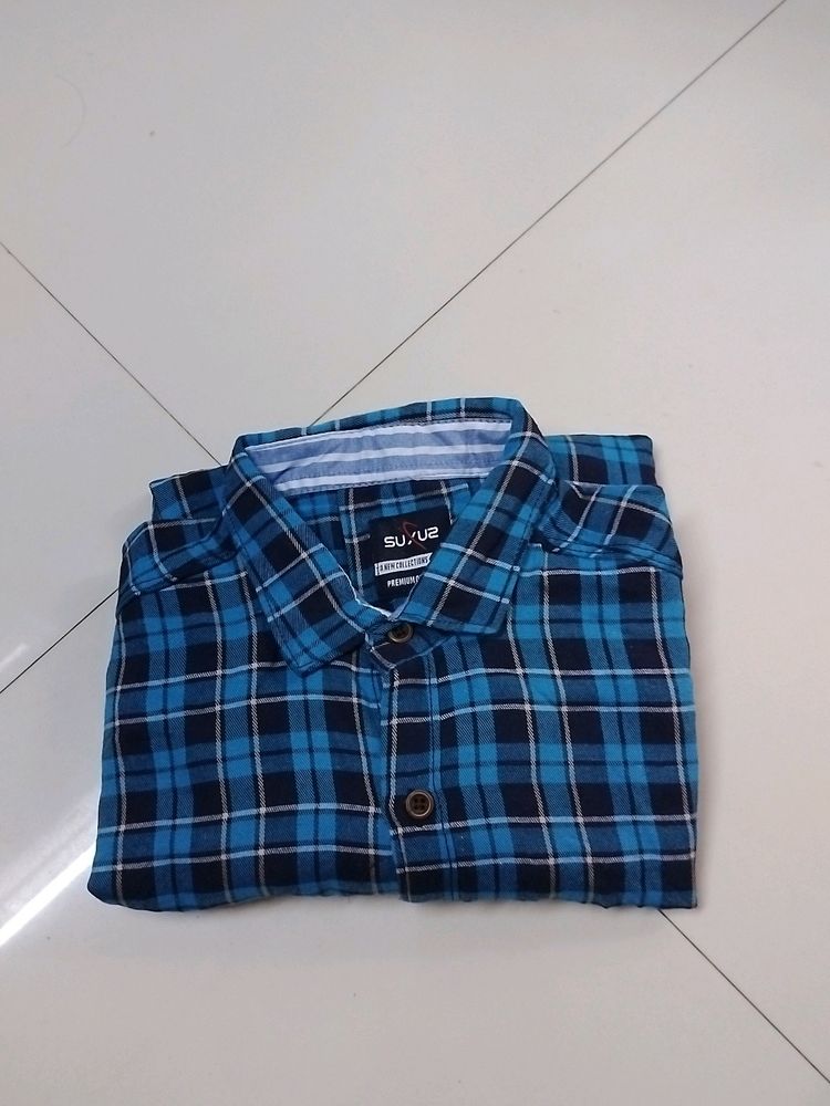 Sky blue With Checked Shirt.