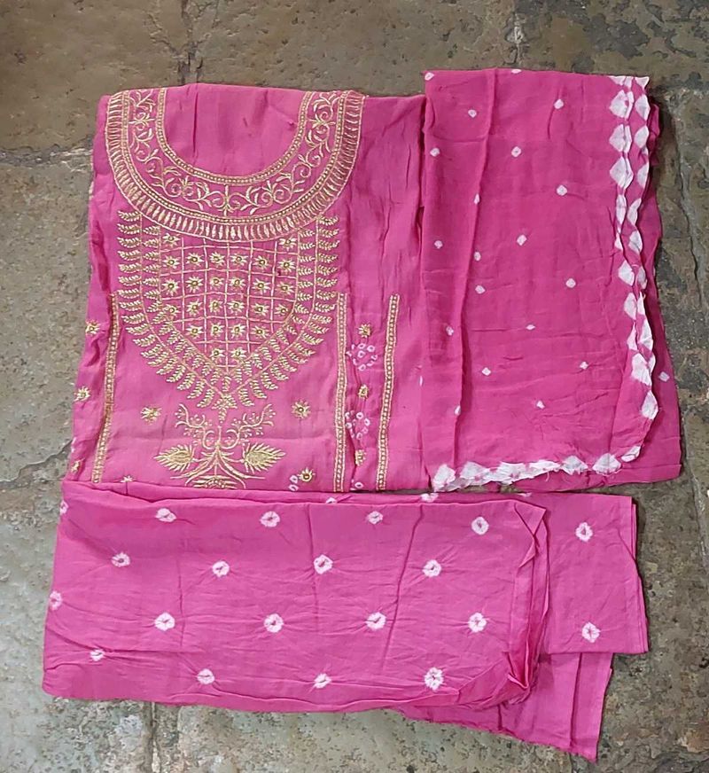 Pure Cotton Bandhani Dress Material