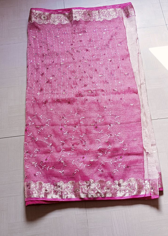 Light Pink Saree With Stitched Blouse