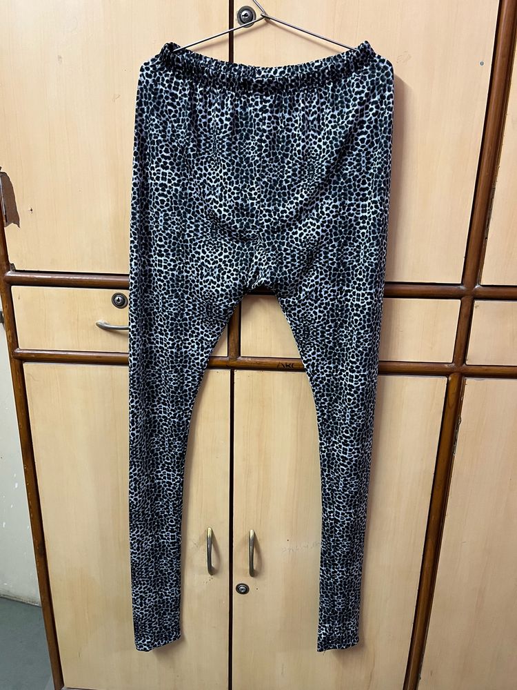 Black Cheetah Print Silk Leggings