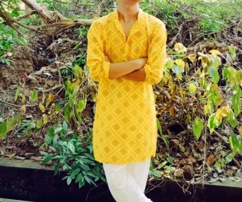 Festive Gold Printed Kurta ✨